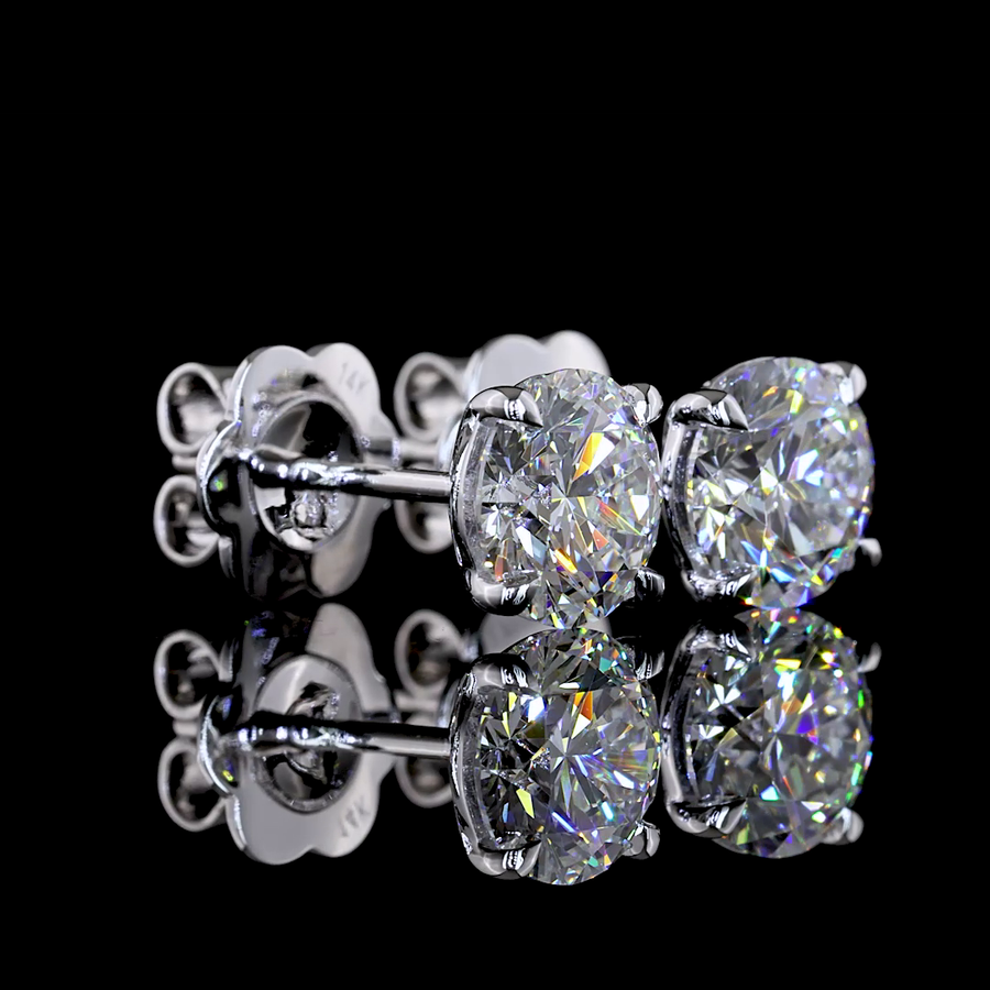 Round Brilliant Lab Diamond Stud Earrings