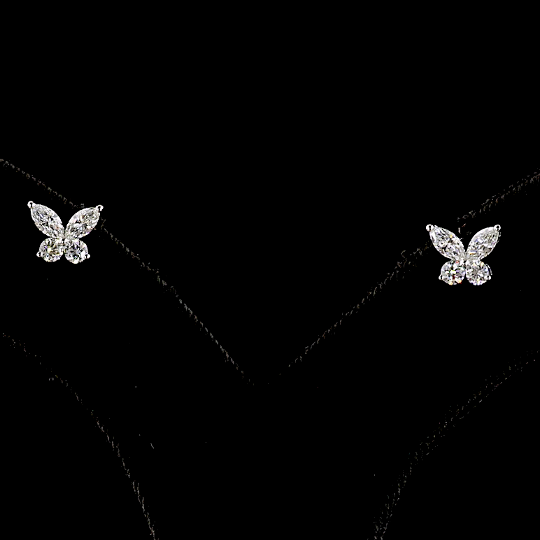 Butterfly Diamond Stud Earrings - 0.65 tcw