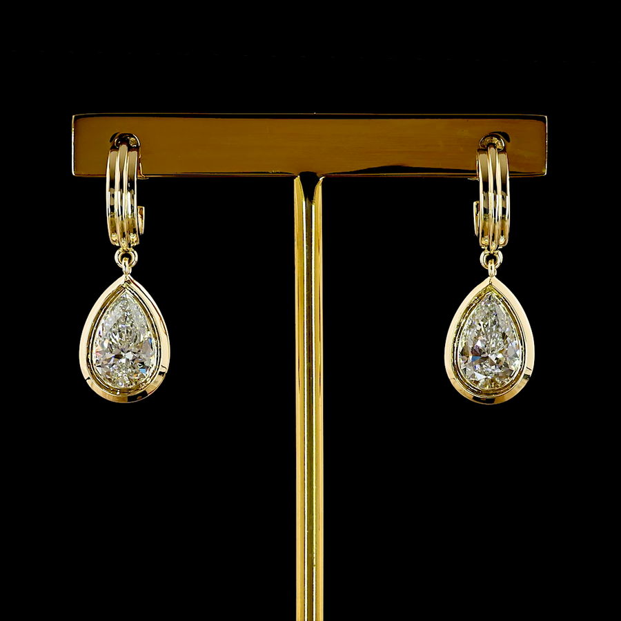 Chunky Bezel Pear Earring - 3 ct