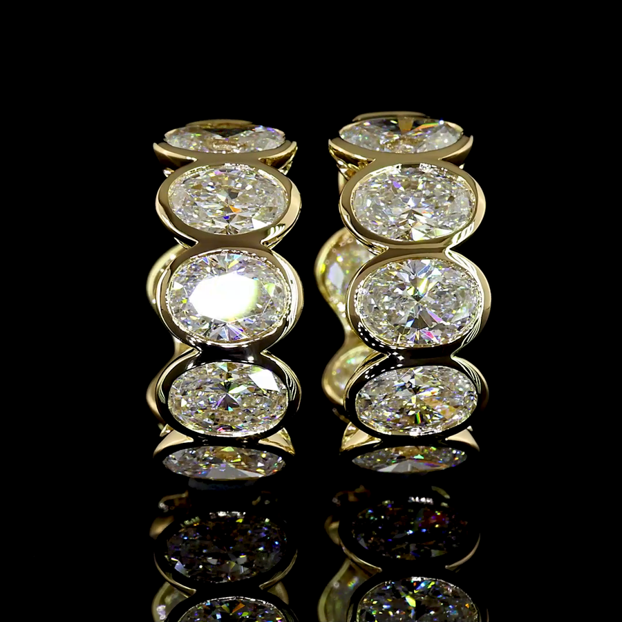 Bezeled Oval Huggie Hoop - 3.4 ct