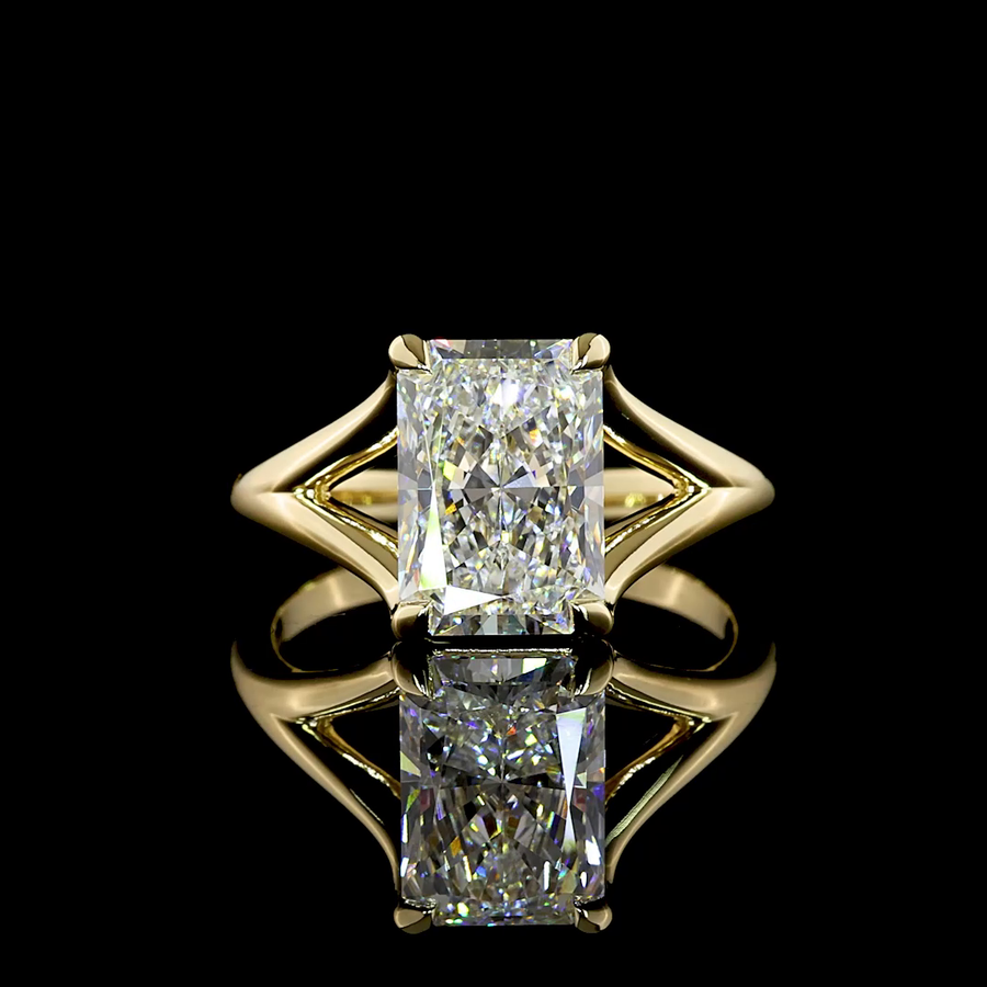 Radiant Diamond Split Shank Solitaire Engagement Ring - 3 Cts