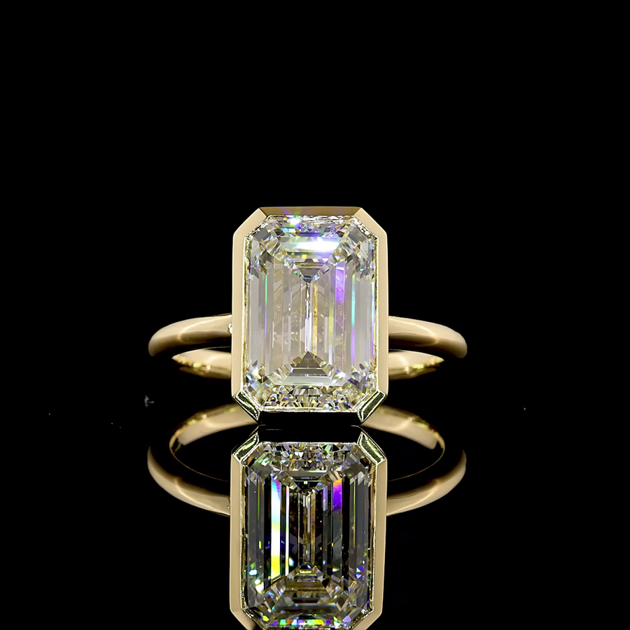 Bezel-Set Emerald Solitaire Ring - 3.6 Ct