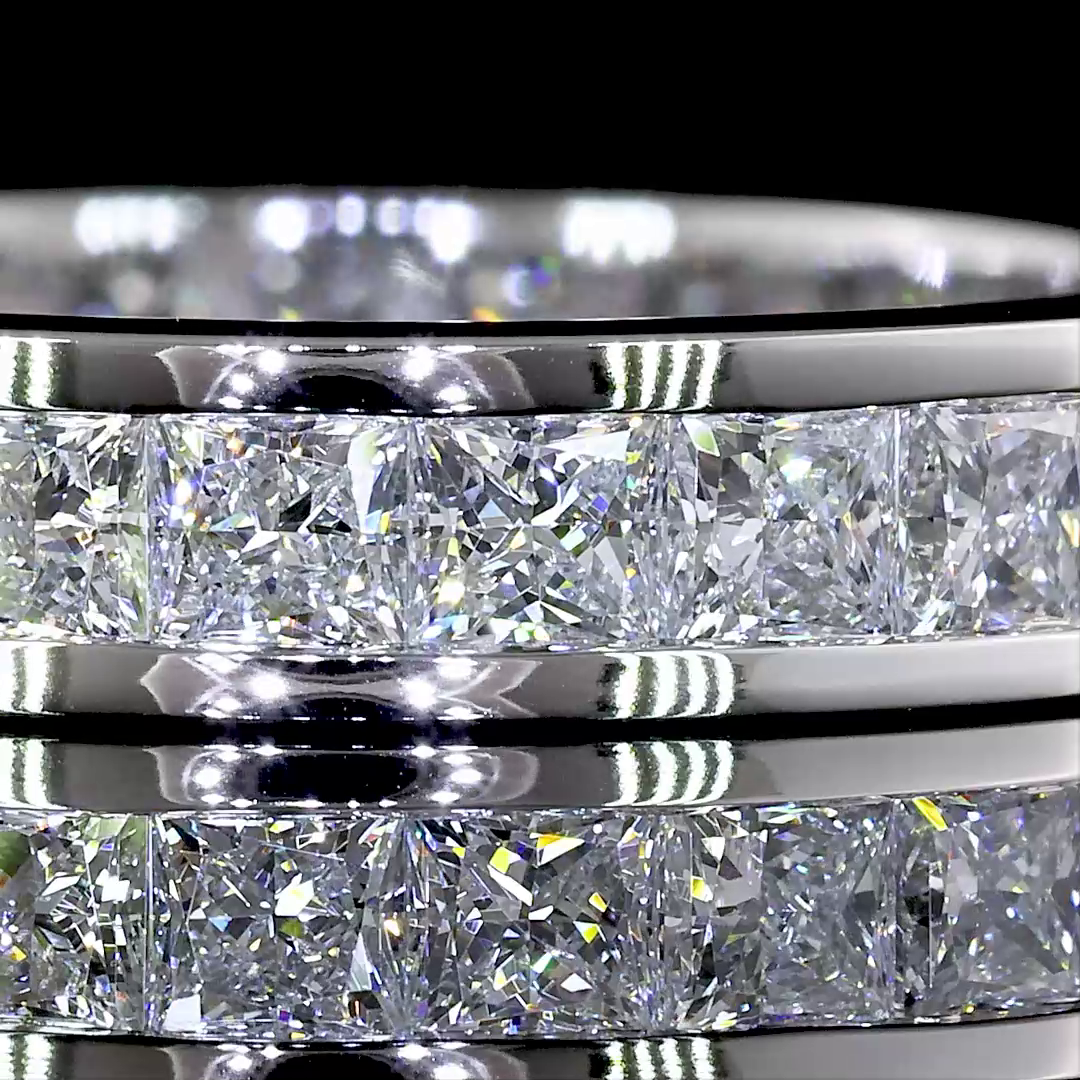 Channel Set Princess Cut Eternity Band - 2.5 Cts