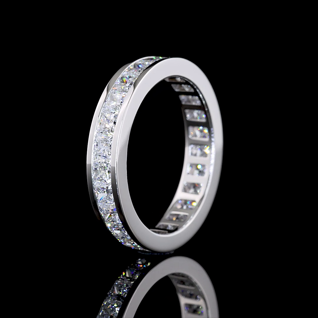 Channel Set Princess Cut Eternity Band - 2.5 Cts