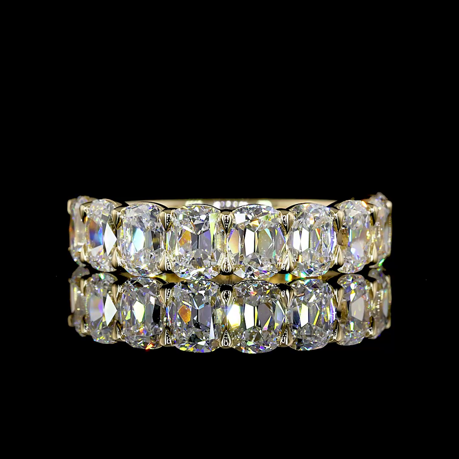 Antique Cushion Cut Diamond Half Eternity Band - 3.36 tcw