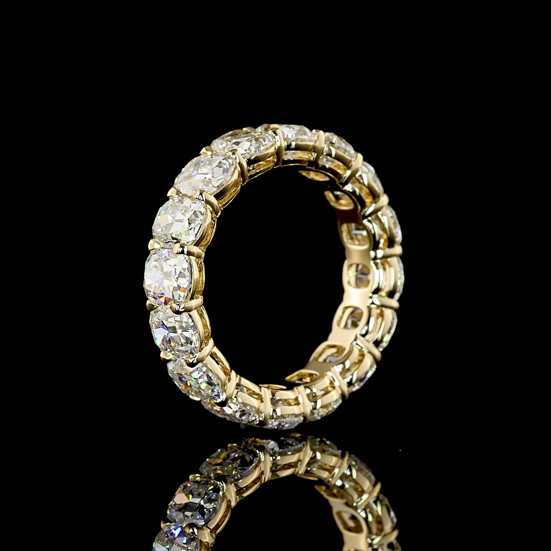 Antique Cushion Cut Diamond Eternity Band - 6.3 tcw