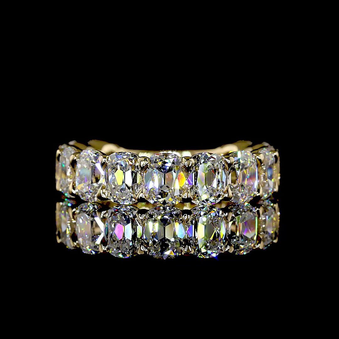 Antique Cushion Cut Diamond 3/4 Eternity Band - 4.8 tcw