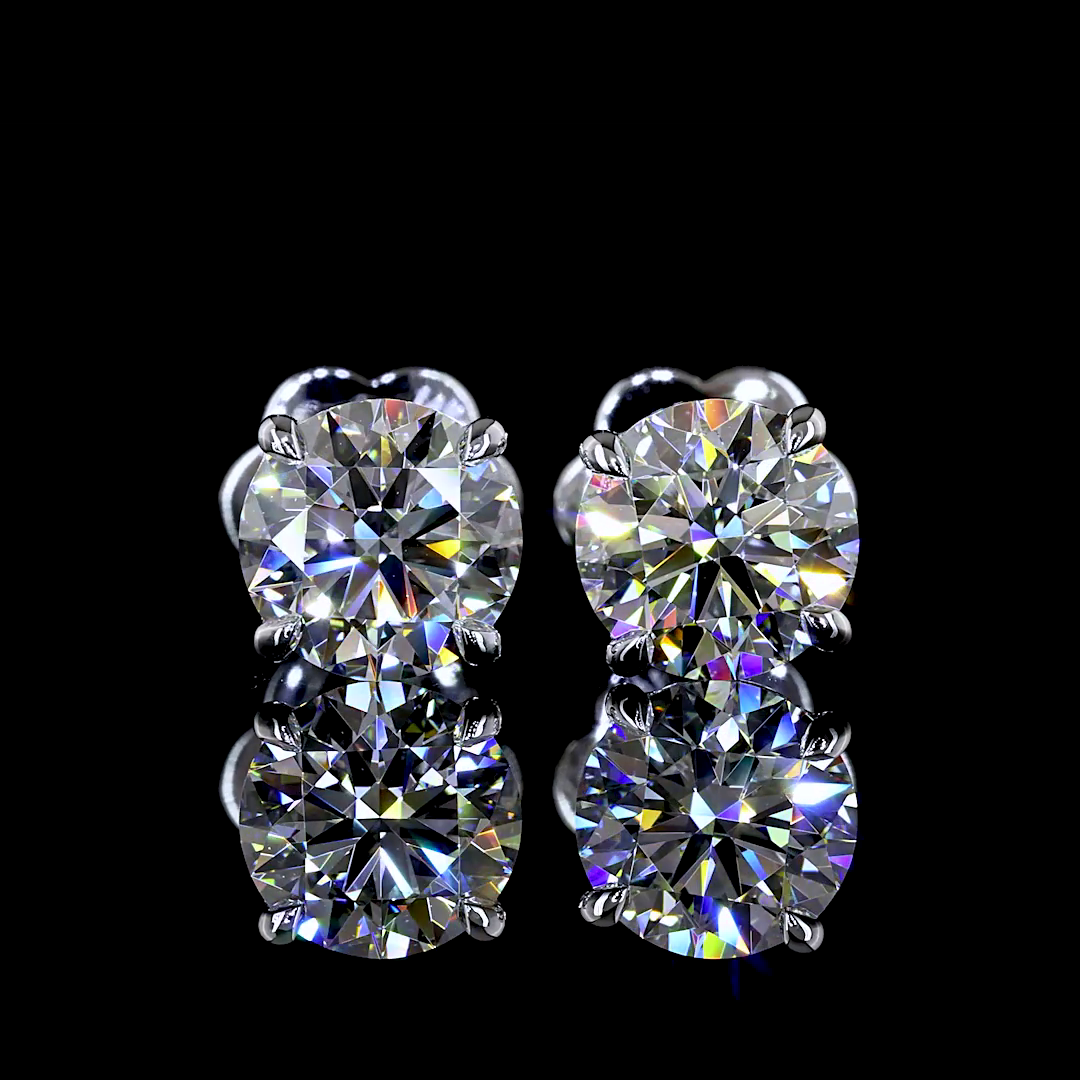 Round Brilliant Lab Diamond Stud Earrings