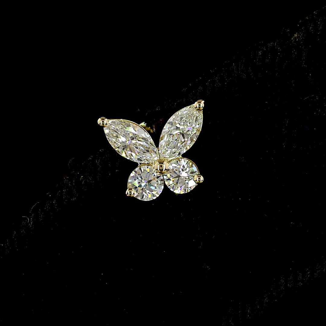 Butterfly Diamond Stud Earrings - 0.65 tcw