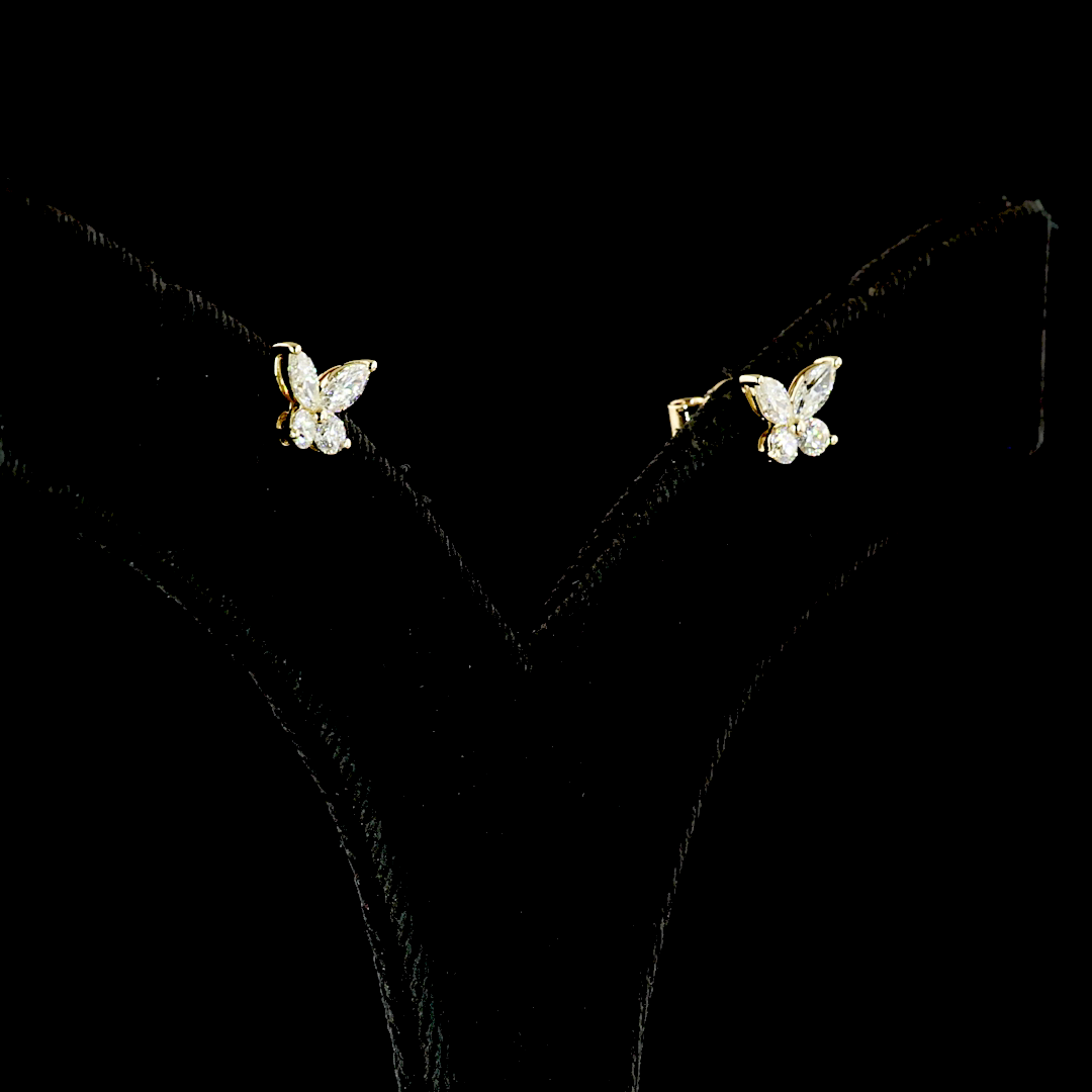Butterfly Diamond Stud Earrings - 0.65 tcw