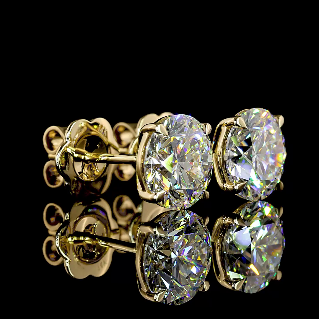 Round Brilliant Lab Diamond Stud Earrings