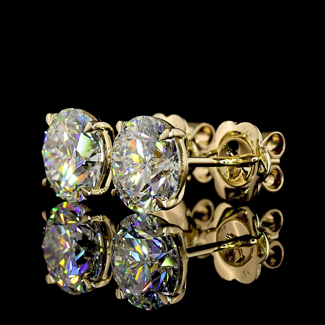 Round Brilliant Lab Diamond Stud Earrings