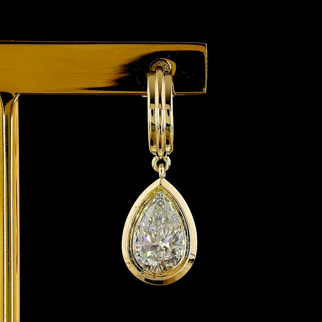 Chunky Bezel Pear Earring - 3 ct