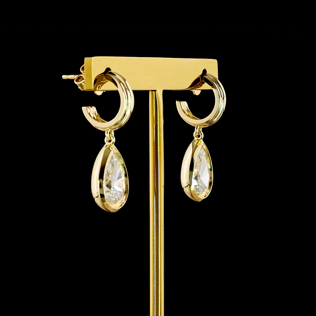 Chunky Bezel Pear Earring - 3 ct