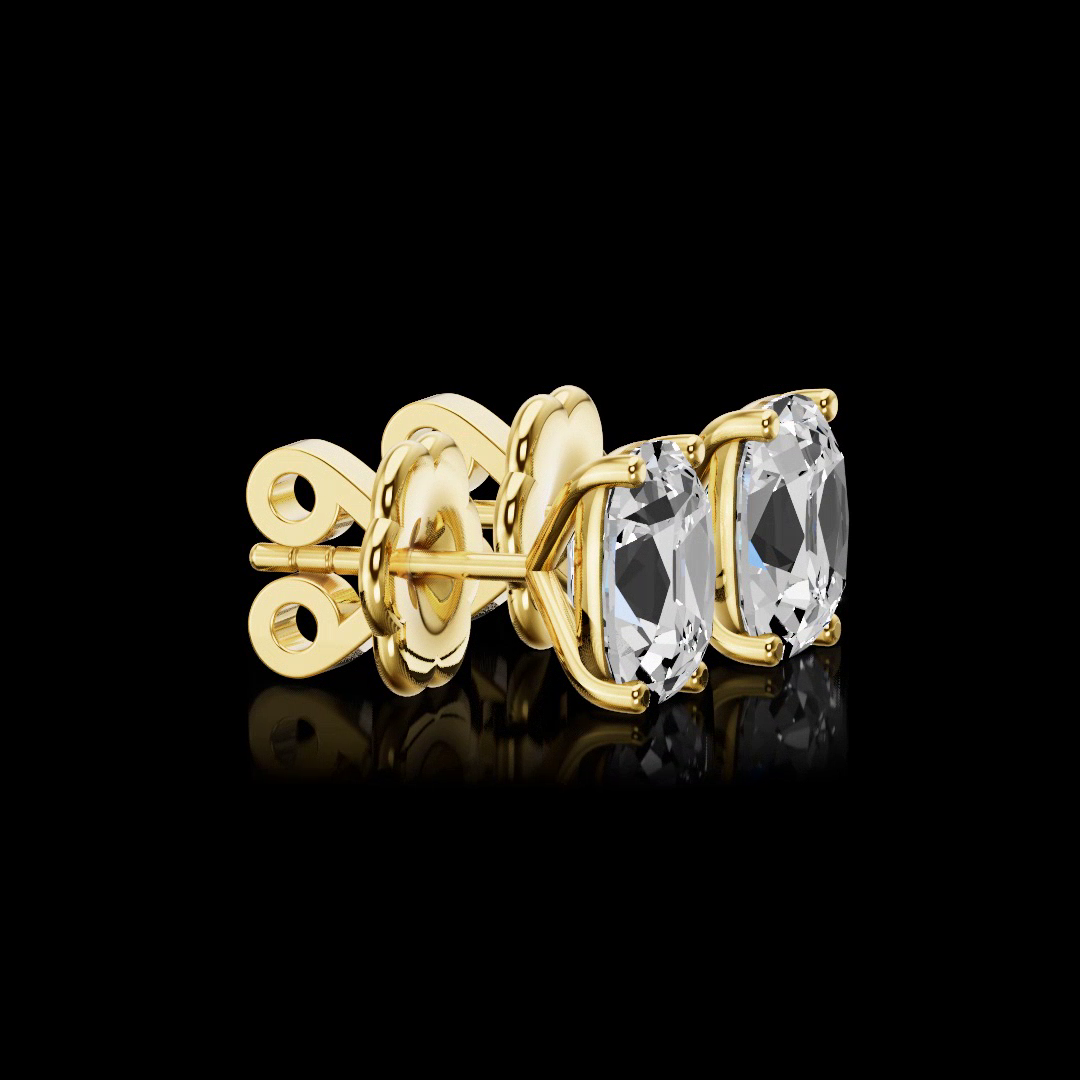Antique Cushion Cut Diamond Stud Earrings - 1.5 tcw