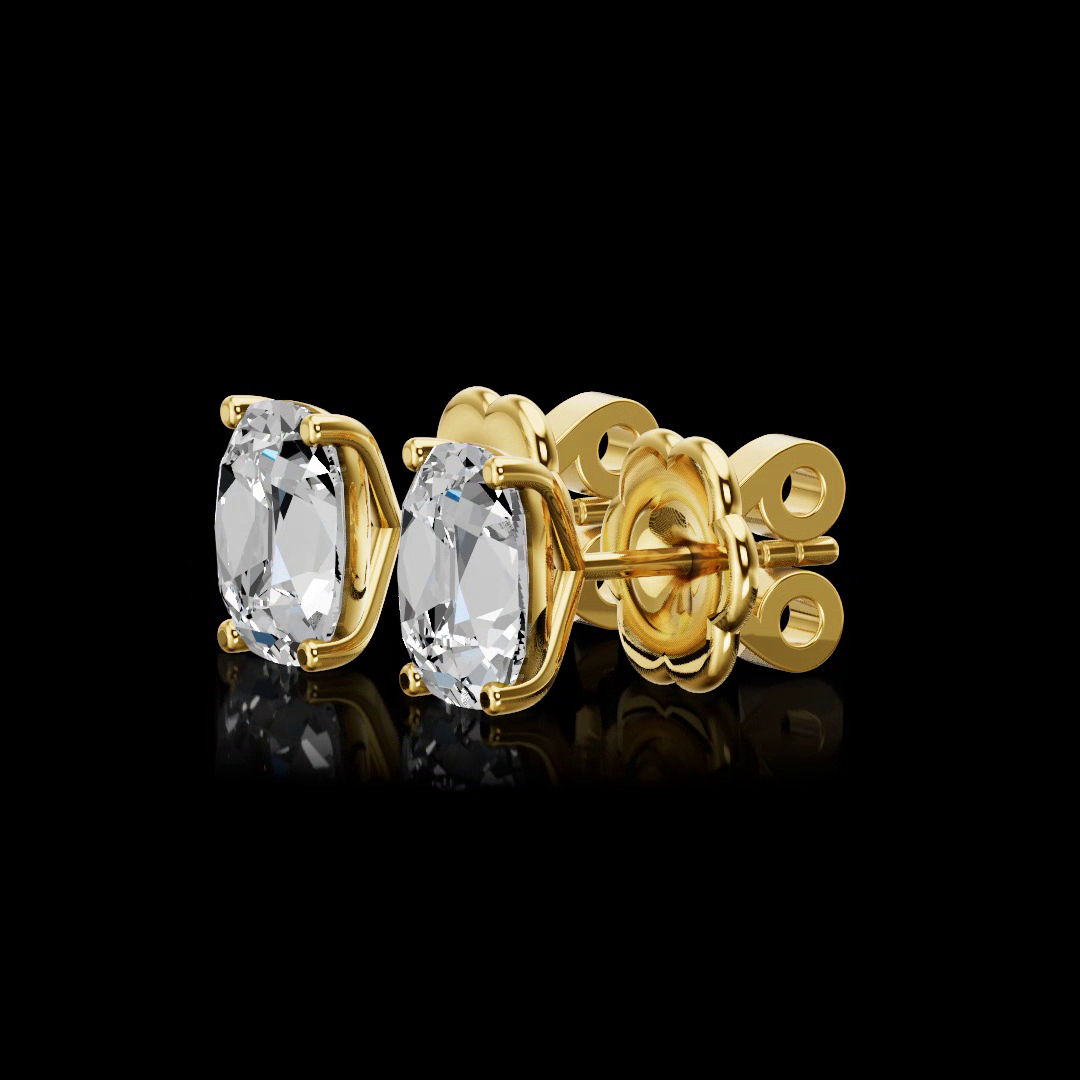 Antique Cushion Cut Diamond Stud Earrings - 1.5 tcw