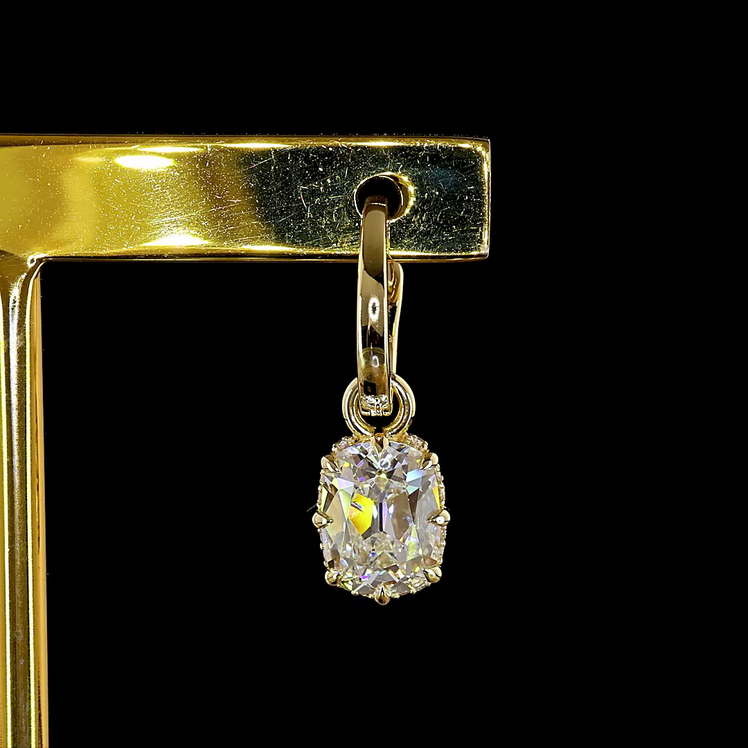 Antique Cushion Cut Drop Huggies - 3.4 tcw