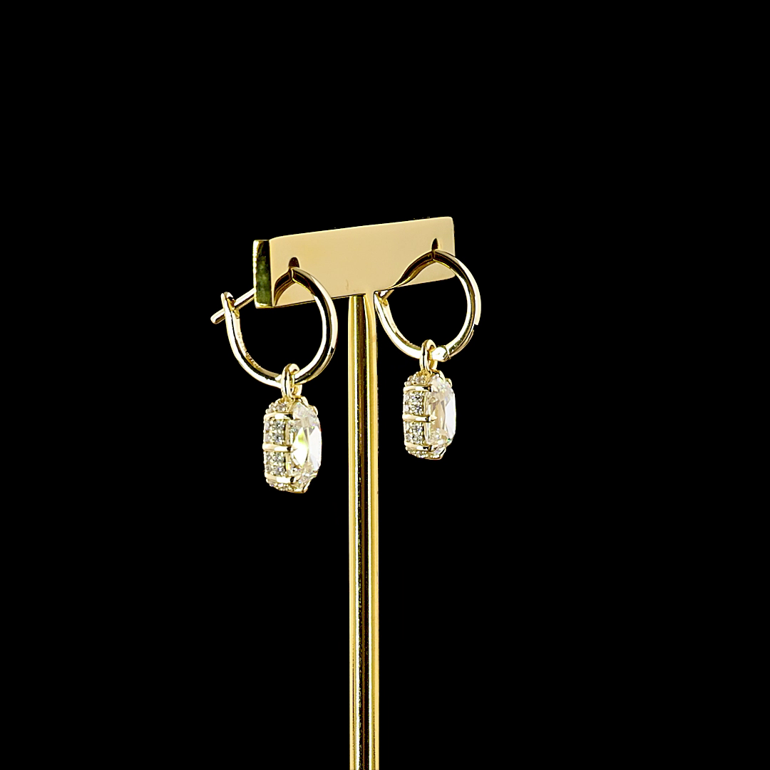 Antique Cushion Cut Drop Huggies - 3.4 tcw