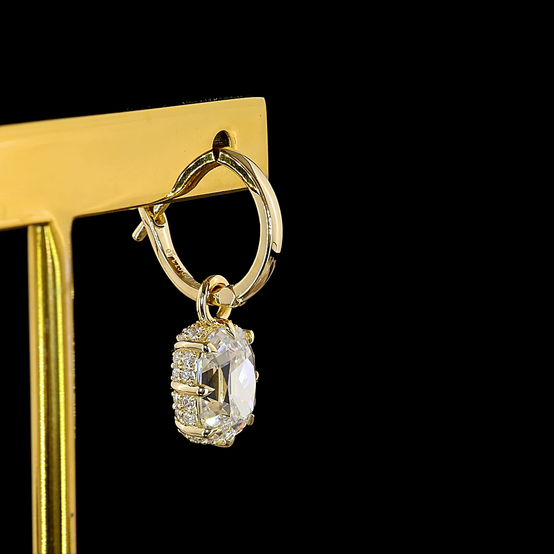 Antique Cushion Cut Drop Huggies - 3.4 tcw