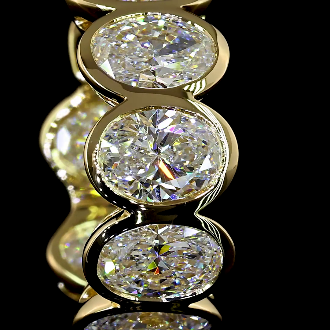Bezeled Oval Huggie Hoop - 3.4 ct