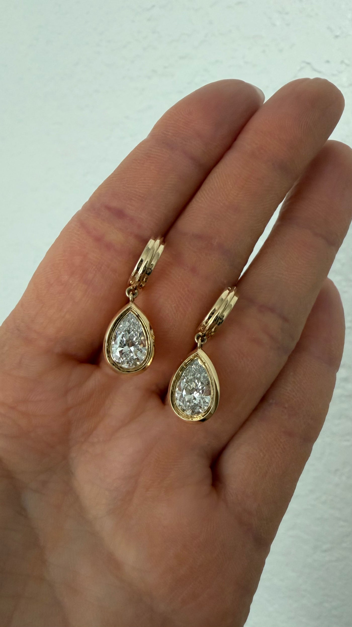 Chunky Bezel Pear Earring - 3 ct