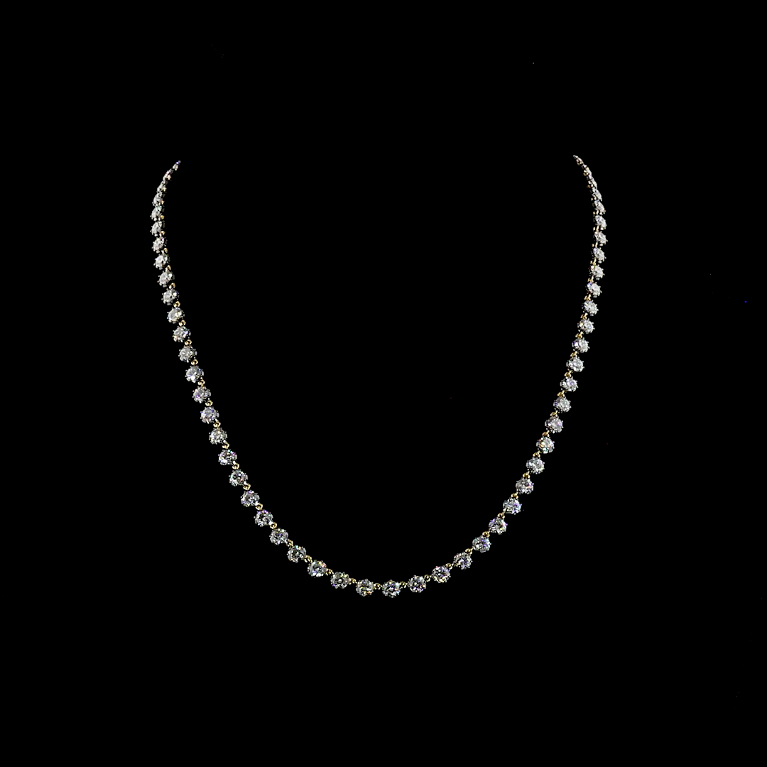 Round Brilliant Georgian Tennis Necklace - 11 tcw