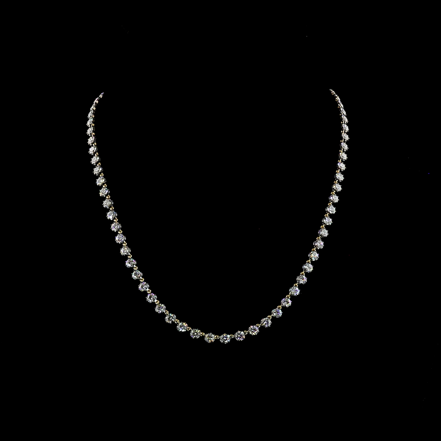 Round Brilliant Georgian Tennis Necklace - 11 tcw