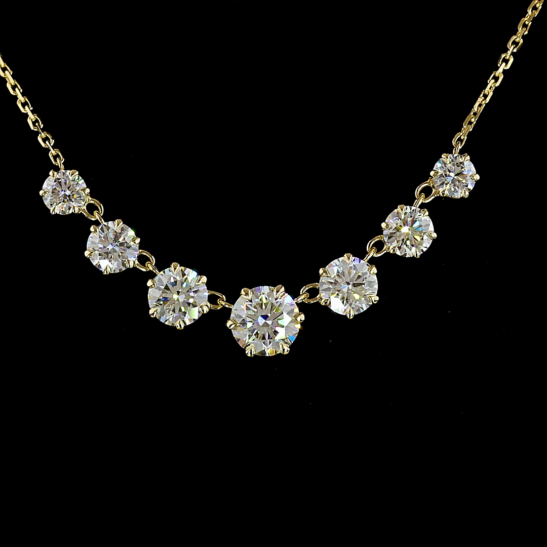 Round Brilliant Diamond Cascade Necklace - 2.66 tcw
