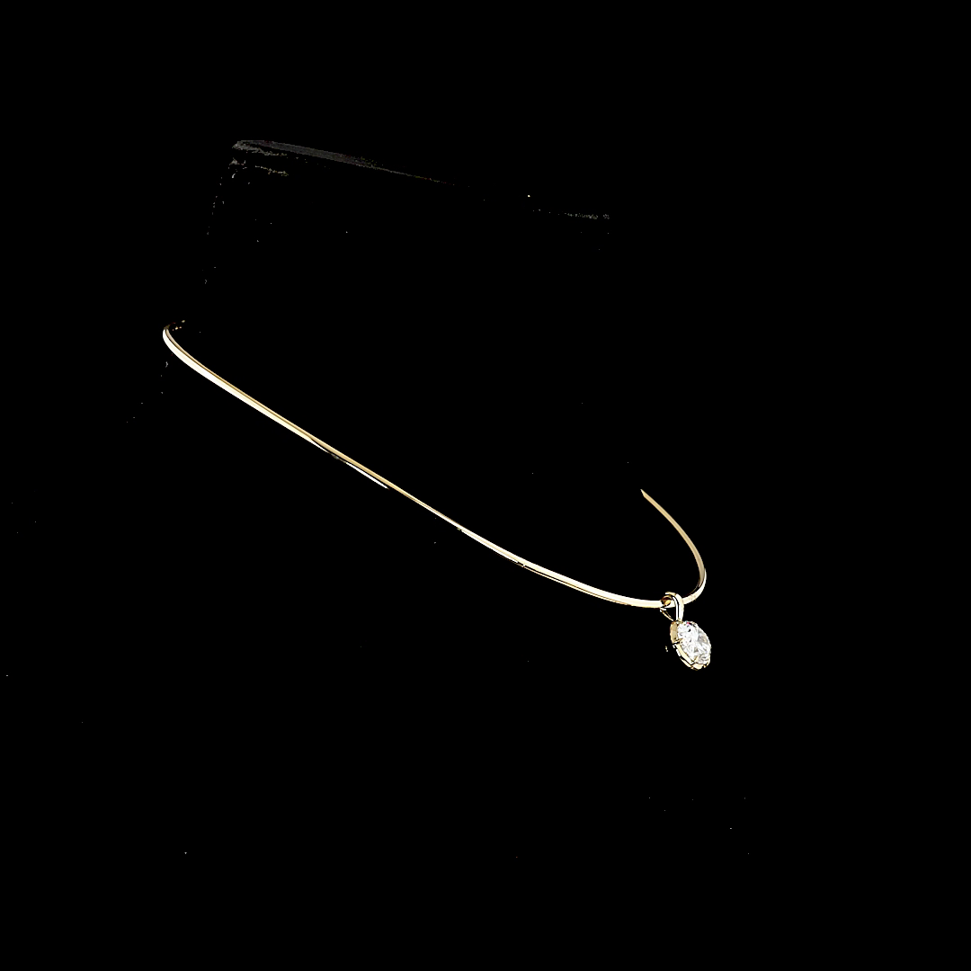 East West Oval Diamond Pendant w/ Collar Necklace - 4 Carats