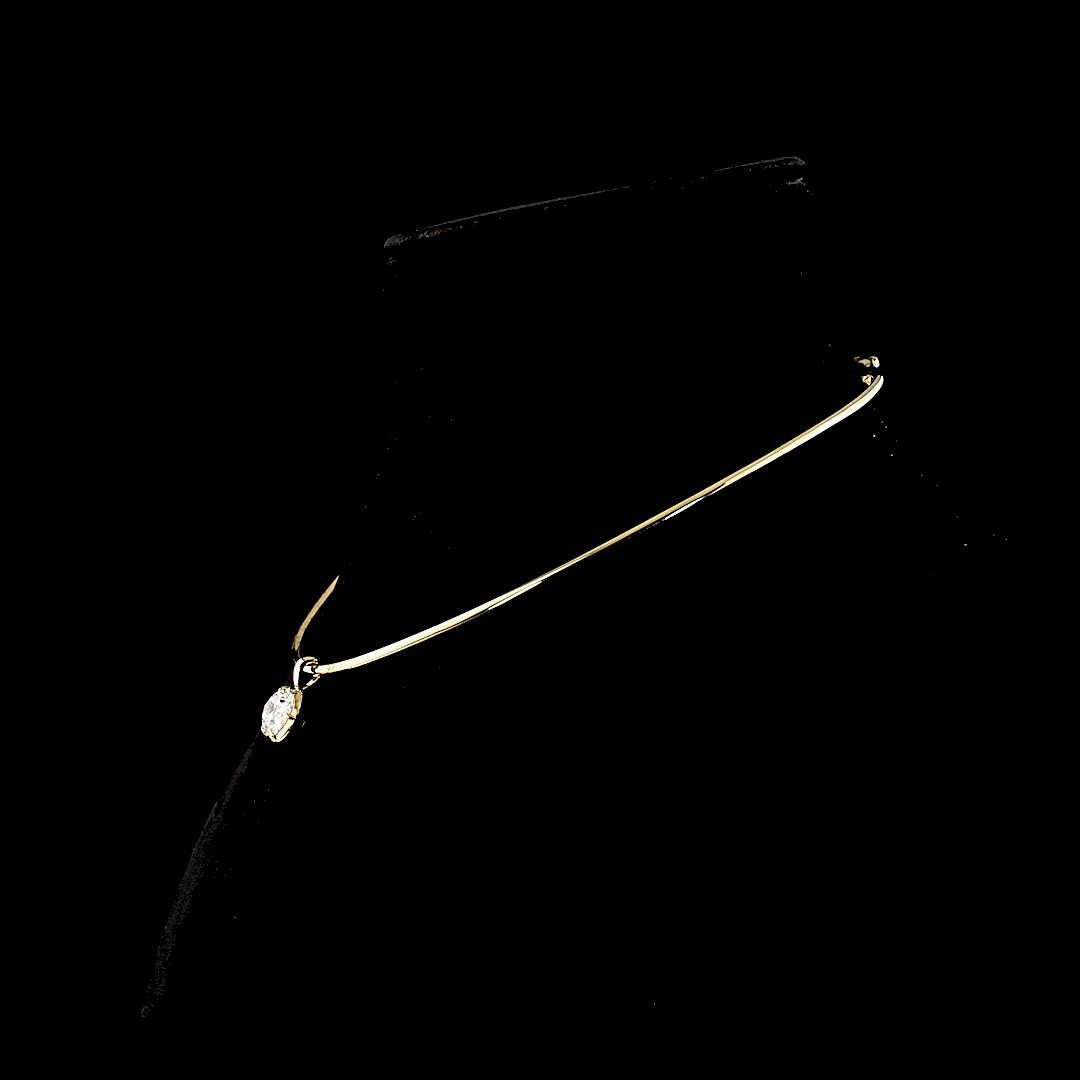 East West Oval Diamond Pendant w/ Collar Necklace - 4 Carats