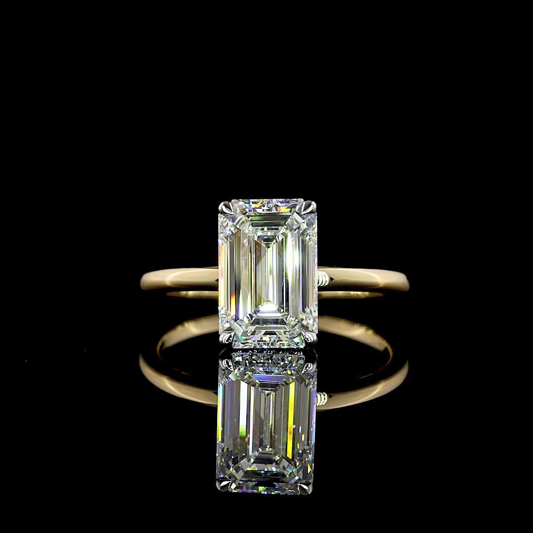 Emerald Solitaire Engagement Ring w Platinum Band and Hidden Halo - 2.76 ct