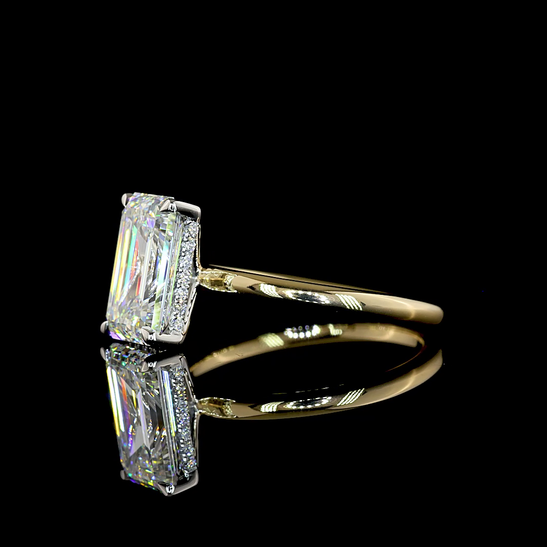 Emerald Solitaire Engagement Ring w Platinum Band and Hidden Halo - 2.76 ct