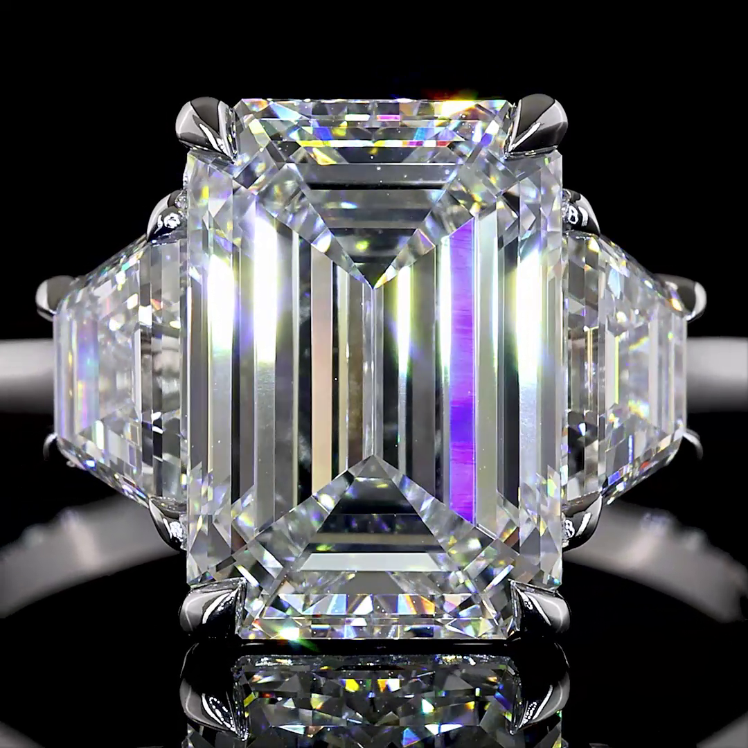 Emerald Cut 3-Stone Engagement Ring - 5 tcw