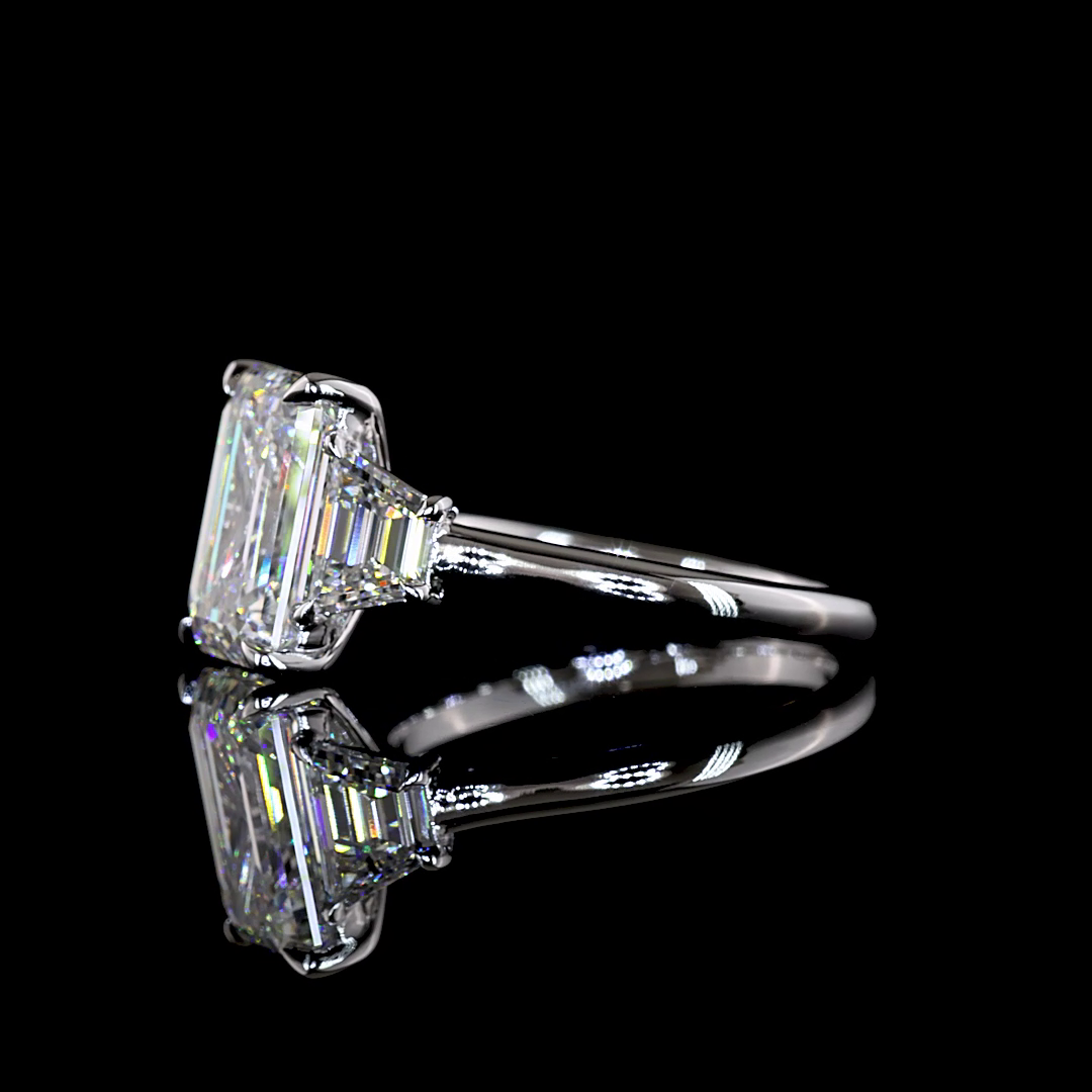 Emerald Cut 3-Stone Engagement Ring - 5 tcw