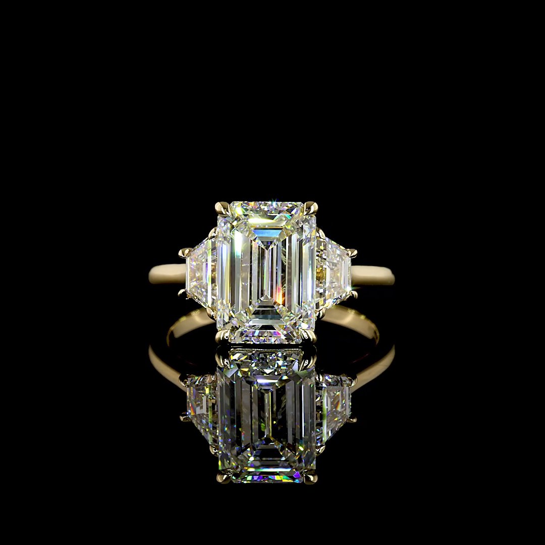 Emerald Cut 3-Stone Engagement Ring - 5 tcw