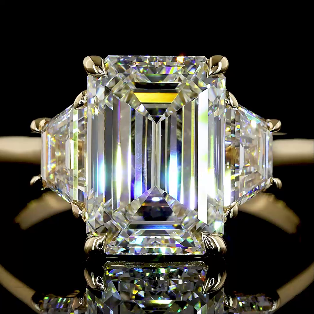 Emerald Cut 3-Stone Engagement Ring - 5 tcw