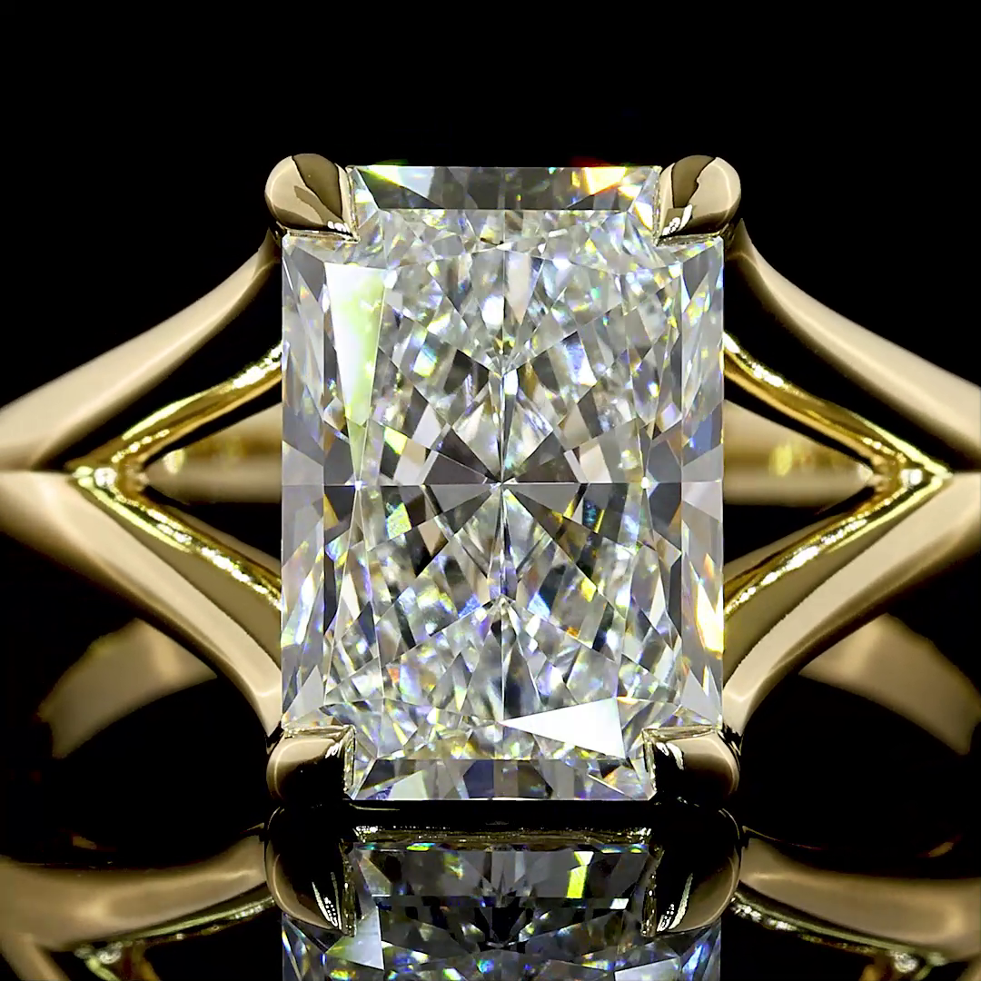 Radiant Diamond Split Shank Solitaire Engagement Ring - 3 Cts