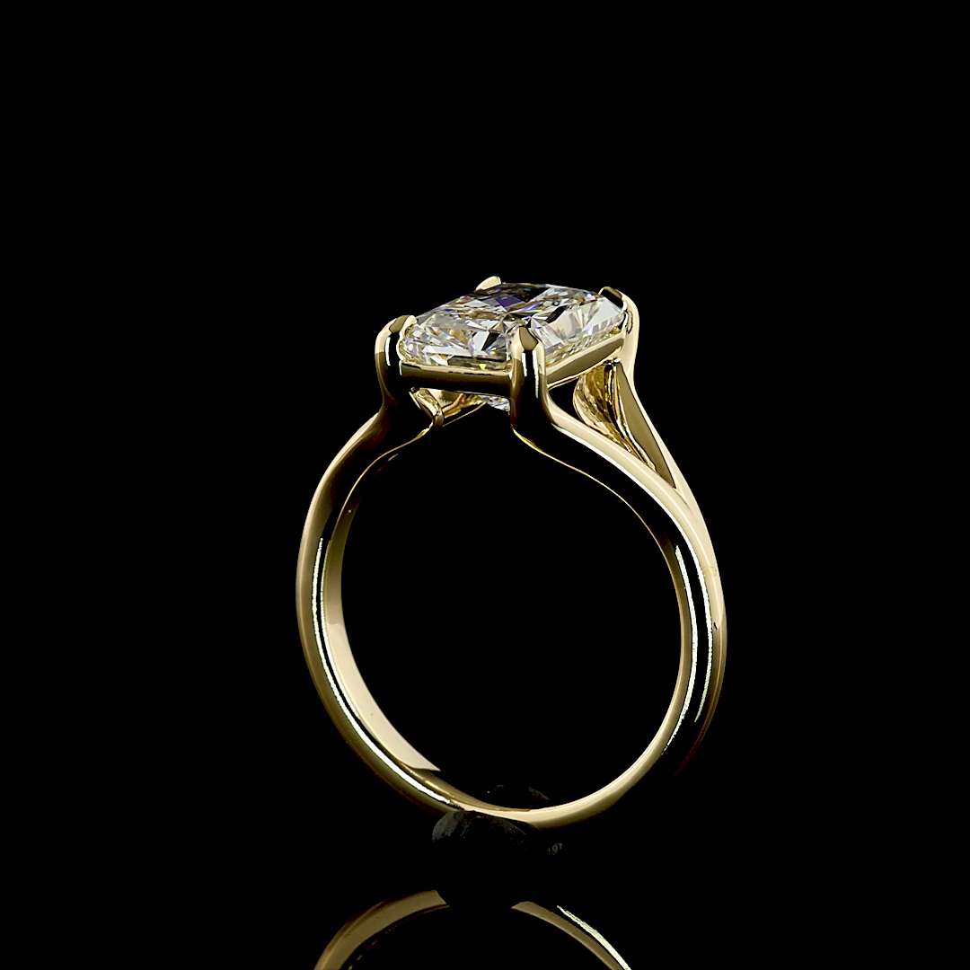 Radiant Diamond Split Shank Solitaire Engagement Ring - 3 Cts