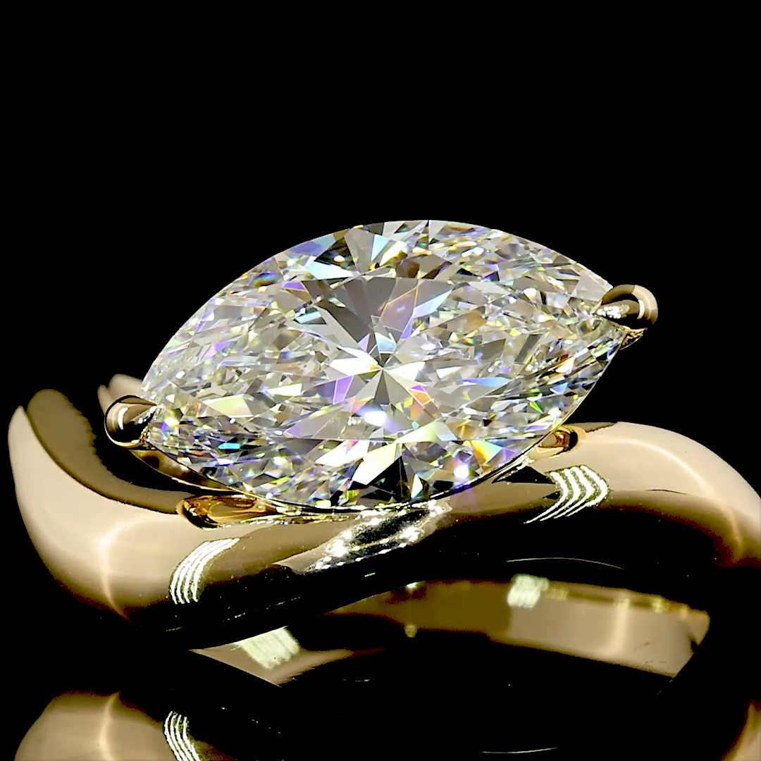 Marquise Diamond Wavy Solitaire Engagement Ring - 1.56 Cts