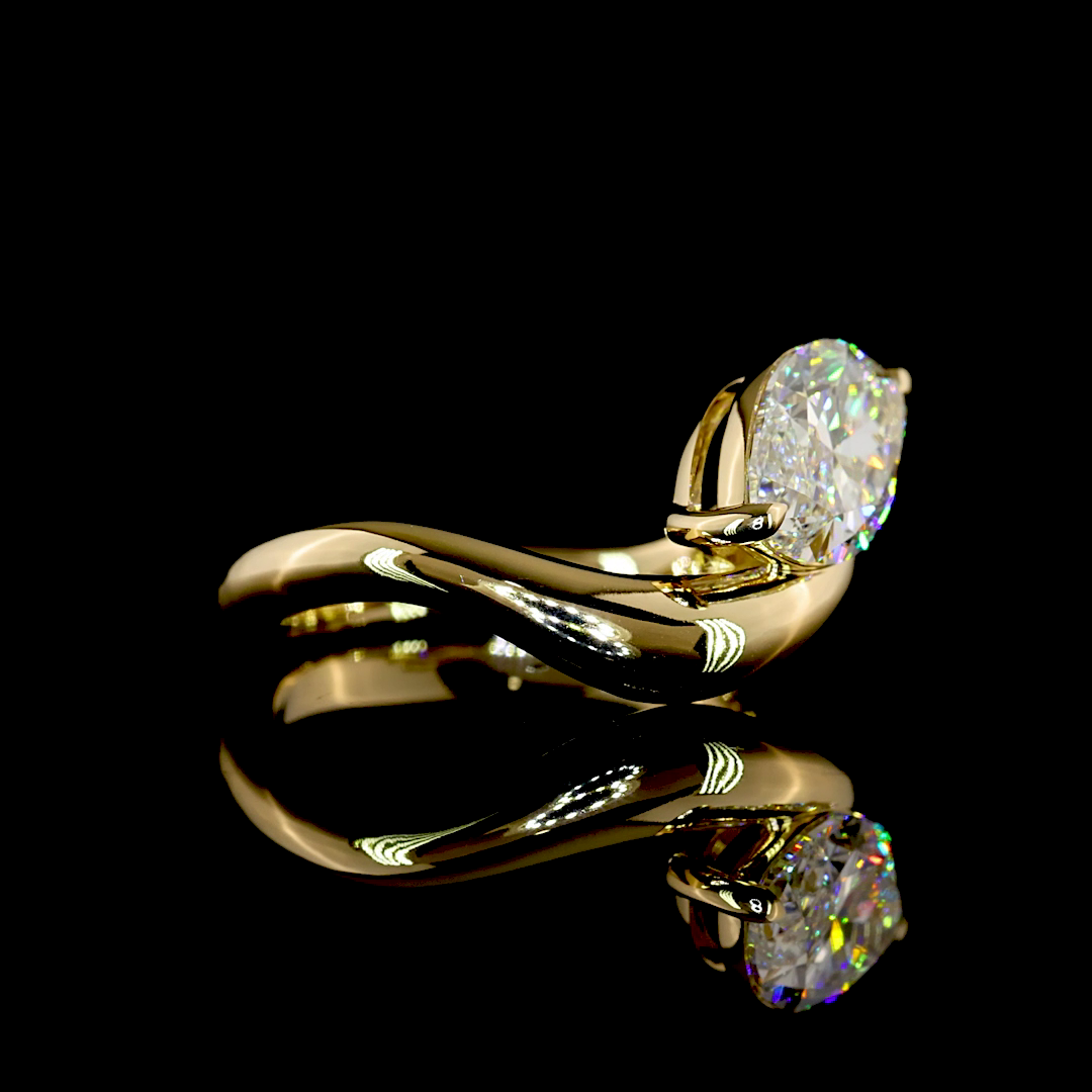 Marquise Diamond Wavy Solitaire Engagement Ring - 1.56 Cts