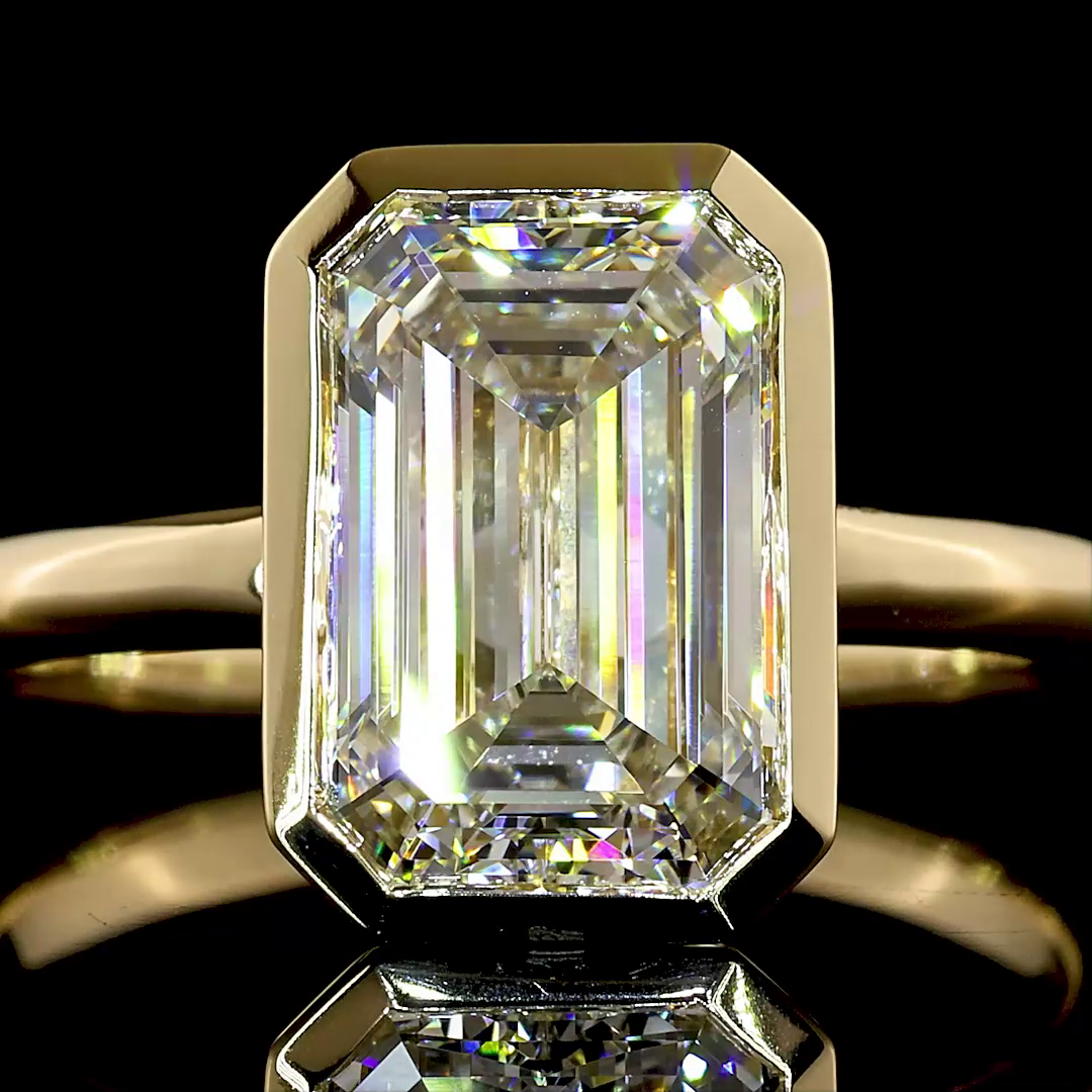 Bezel-Set Emerald Solitaire Ring - 3.6 Ct