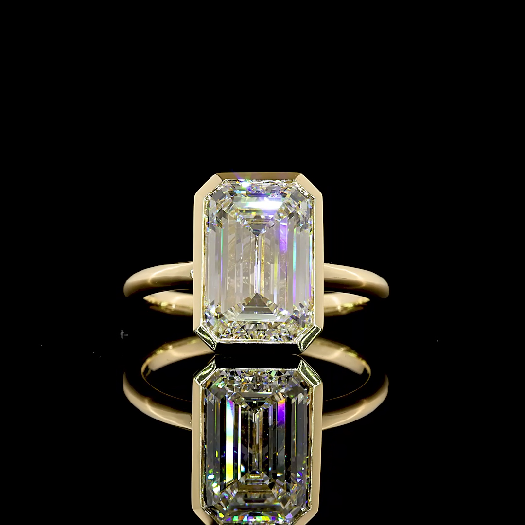 Bezel-Set Emerald Solitaire Ring - 3.6 Ct